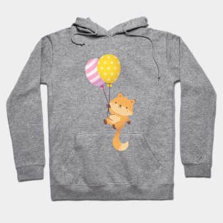 Cute Little Fox With Balloons Hoodie